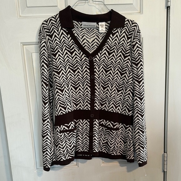 Alfred Dunner brown and white sweater size large - Picture 1 of 4